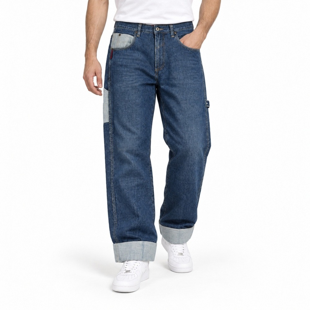 Phat Farm Carpenter Jeans Mens 34 Blue Two Tone Baggy Y2K Streetwear PPT02310
